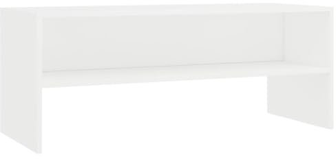 vidaXL Meuble TV, Armoire de Télévision avec Compartiment, Meuble Télé de Salon Salle de Séjour Intérieur, Moderne, Blanc Bois d’Ingénierie