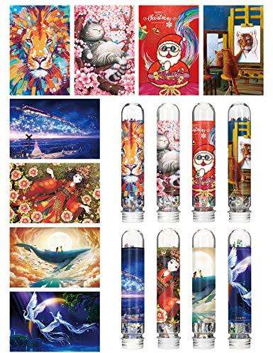 Mini-Puzzles für Erwachsene (8 Packungen) 234 Teile pro Packung, doppelseitiges Puzzle mit Referenzplan, Mikropuzzle, mit Pinzette für kleine Puzzles, geeignet als Geschenk