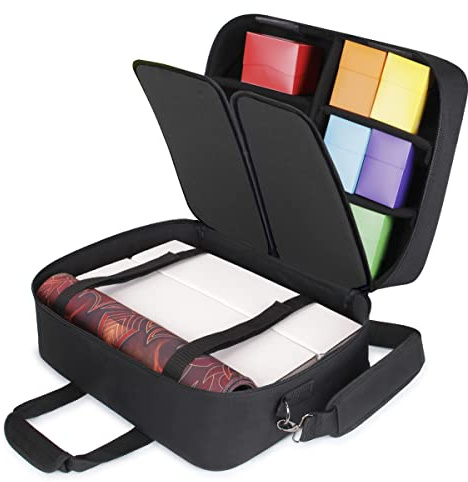 USA Gear XL Magic The Gathering MTG Deck Box Bag Travel Case - Large MTG Card Storage Bag with Padded Shoulder Strap, Customizable Interior, Weather Resistant - Fits Deck Boxes & Sleeved Cards - Black