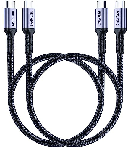 SUMPK Lot de 2 câbles USB 4 de 40 Gbit/s avec charge rapide de 240 W et affichage vidéo 8K Compatible avec Thunderbolt 4, Thunderbolt 3, MacBook, iPhone 16/16 Plus/16 Pro Max