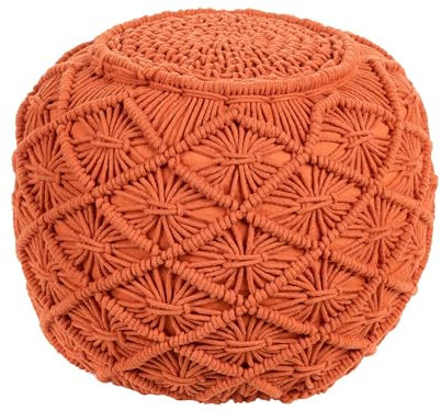Pouf Makramee Baumwolle orange rund 40 x 40 cm gestrickt modern Berkane