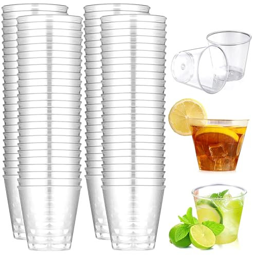 Vasos de Chupito de Plástico,100 Piezas Vasos Plástico Duro Reutilizable de 30Ml Vasos de Chupito Vasos Transparente de Bebida Vasos de Plástico Desechables para Fiestas Viajes Supermercado
