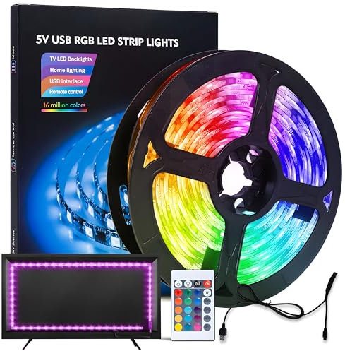 Erismithh LED Light Strip 2 Meters, RGB 5050 TV Backlight, TV LED Lights with Wireless Remote Control, Multiple Colors LED Strip Light for Bedroom, Party, Home Decoration