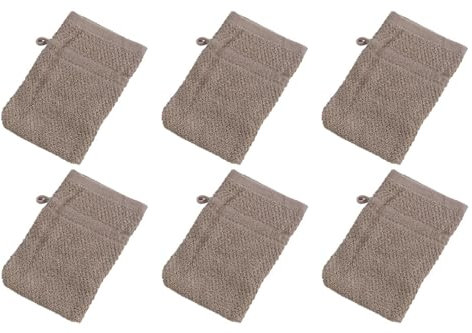 Home4You Waschhandschuhe - 16 x 22 cm - Braun - Baumwolle - 6er Set