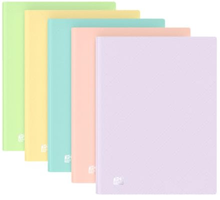 Oxford Urban Lot de 5 protège-documents opaques avec 20 pochettes Couleurs pastel A4