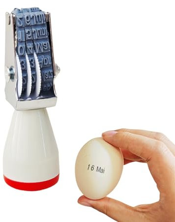 Homvik Eier-Datumsstempel, Deutsch mit Monatsabkürzung, Eiermarkierung, 4mm Datums-Kautschukstempel, für Hühner, Enten, Gänse und Truthahneier