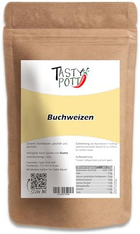 Tasty Pott Buchweizen ganze Körner | Vielseitig verwendbar | Vegane Ernährung | für Brot und Eintopf | Im Beutel 5x1000g
