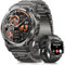 NAIXUES Smartwatch Herren mit Telefonfunktion, 500mAh Akku Militär Smart Watch 1.46 HD Fitnessuhr 24/7 Herzfrequenz/SpO2/Schlafmonitor, 110 Sportmodi IP68 Wasserdicht iOS Android 2 Armbänders Schwarz