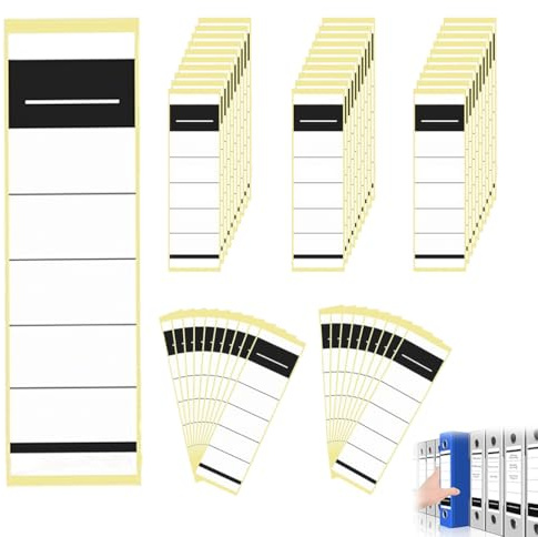 LAKJUOZ 50 Raccoglitori Autoadesivi 54 X 190 Mm Autoadesivi Sottili Per Raccoglitori Da 8 Cm Colore Bianco