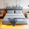 HOJINLINERO 4ft6 Double Bed Frame with Storage,Floating Bed Frame Double with LED Lights,Ergonomic Headboard with USB Charging,Bed Frames Noise-Free Metal Slats | Modern Bedroom Design