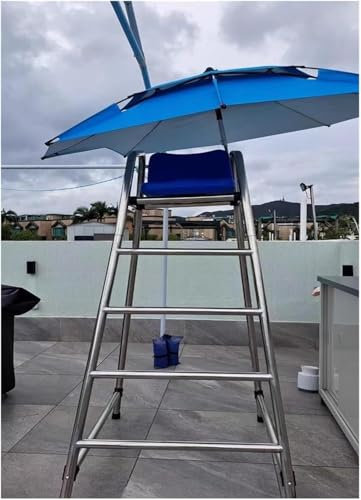 SAFWELAU Taburete Alto Escalera de Seguridad Silla Salvavidas con Sombrilla para Piscina, 71inch Alto Life Referee Seat Silla Salvavidas para Patio Parque Acuático Lago