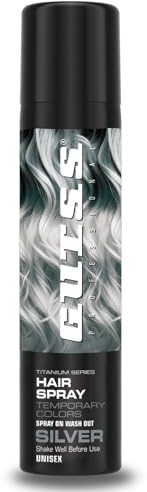 Gutss Professional Temporary Hair Colour Spray | Washable, Shiny Finish | Unisex – For Men & Women | For All Hair Types | 150ml – Glitter Silver