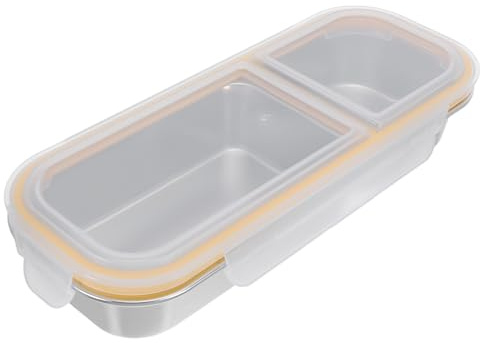 AKOOSY Portapranzo a Doppio Scomparto Contenitore Per Alimenti in Acciaio Silver