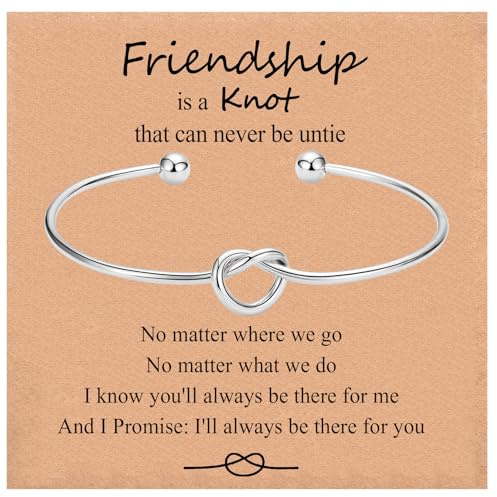 CERSLIMO Best Friendship Gifts for Women Girls - Best Friend Knot Bracelet BFF Gifts Friendship Bracelets for Friend Birthday Christmas Graduation Wedding, Silver