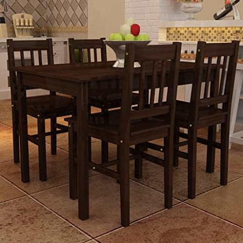 Plumbpyr Tavolo da pranzo in legno di pino massiccio, 108 x 65 x 73 cm, con 4 sedie in legno, comoda altezza di seduta per piccoli gruppi da pranzo e soggiorno, set completo