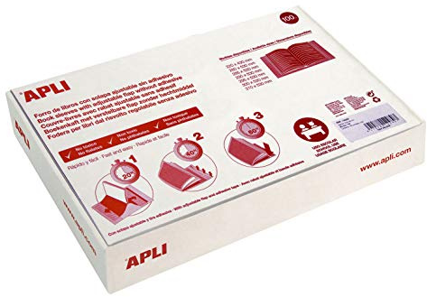 APLI Kids 12280 - Forralibros PVC Ajustable 290 x 530 mm, Caja 100 U. | Solapa Adhesiva Autoajustable, PVC 130 Micras, Sin Ftalatos y Conforme REACH.