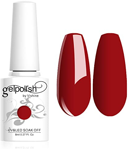 Vishine Nagellack, 8 ml, semi-permanent, Soak-Off, UV, LED, Maniküre, Gel-Lack, Rot #1412