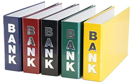 5 Bankordner / 140x250mm / für Kontoauszüge / je 1x gelb rot grün blau schwarz