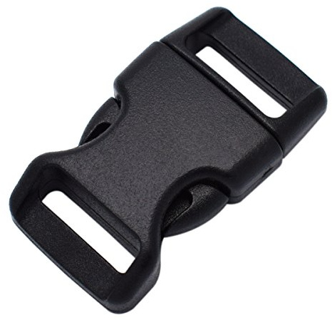 Fibbie in plastica, 15 mm, rilascio laterale curvo, per bracciali Paracord, colore nero, Nero , confezione da 25