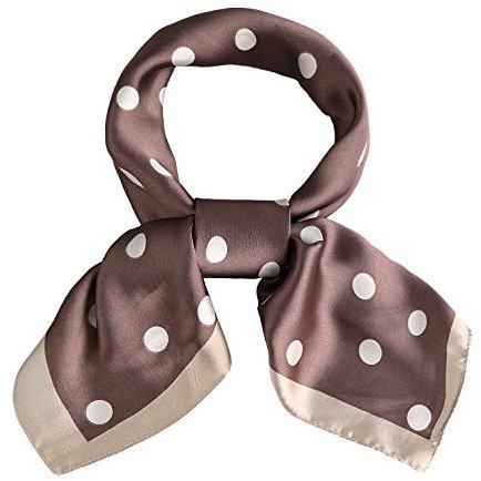 SOJOS Bandana Nicki-Tuch Damen Halstuch Kopftuch Seidentuch mit Polka Dot 70 x 70 Braun