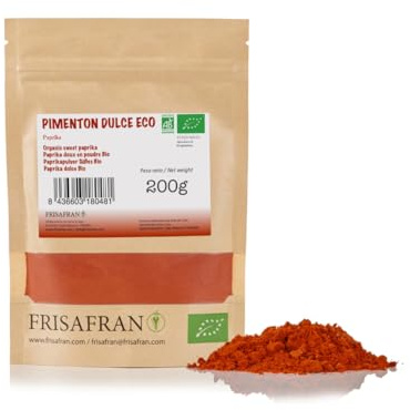FRISAFRAN | Paprikapulver | Miljövänlig | söt mald paprika | Ekologiskt | 200g | Söt paprika | söt mald paprika | Paprika | Rökt paprika | Söt paprika | Torkad paprika | nymald | naturligt & rent