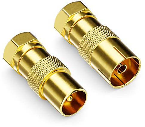 deleyCON 2 Stück SAT Kabel Adapter als Set - F-Stecker auf 1x Antennenstecker & 1x Antennenbuchse Koax Antenne Verbinder Kupplung für Koaxialkabel Antennenkabel