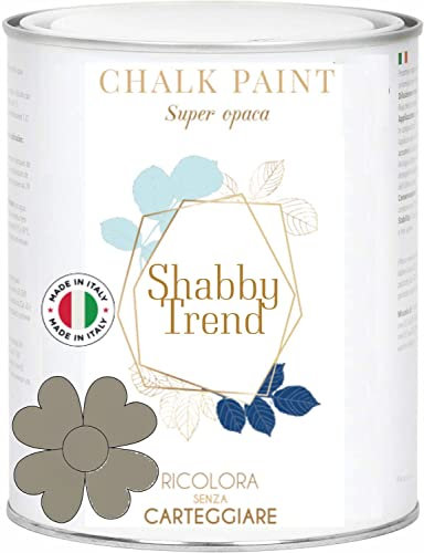 GENERICO SHABBY TREND® CHALK PAINT Pittura Shabby Chic GRIGIO TORTORA Vintage Mobili Pareti Extra Opaca 120 VARIANTI (500ml)