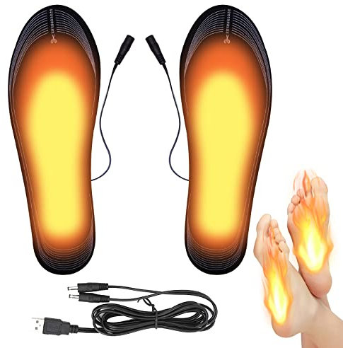HASAIKA® Beheizte Einlegesohlen, Waschbar Schneidende USB Wiederaufladbare Schuhe Warme Einlegesohlen für Winterjagd Wandern Skifahren, Passform für Damen Herren (Größe 35-44)