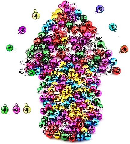 Dtoterul Mini Cloches Colorées 100 Pièces Coloré en Métal Grelots Petites Cloches Colorées Mini Cloches Décoratives Multicolore Grelots Clochettes en Métal pour Décorations de Noël