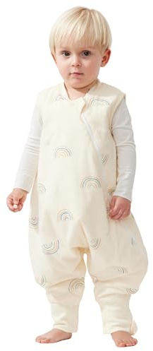 Duomiaomiao Gigoteuse pour bébé avec pieds, 1,5 tog, pour toute l'année, motif d'ours de dessin animé, en coton léger, de qualité supérieure, convient aux enfants âgés de 6 mois à 6 ans