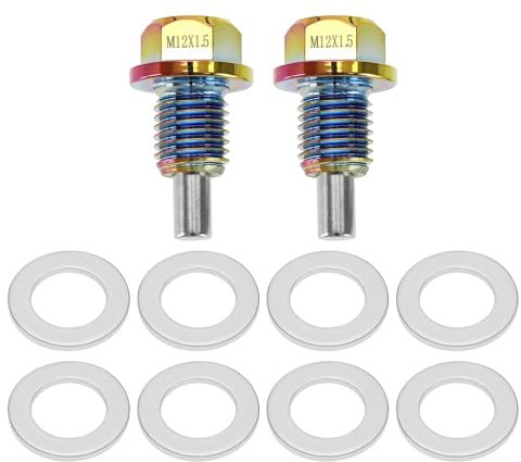 Be In Your Mind 2 Pezzi M12x1,5 Tappo Scarico Dell'olio Tappo Di Scarico Dell'olio Magnetico In Alluminio Multicolore Bullone Dado Di Scarico Della Coppa Con Guarnizione Vite Compatibile Con BMW