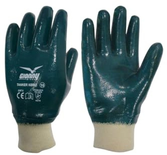 Payper TANKER NBR2 Guanti da lavoro 100% cotone spalmato gomma nitrilica tutto rivestito polsino in maglia Blu, Conf. 12 paia (10)