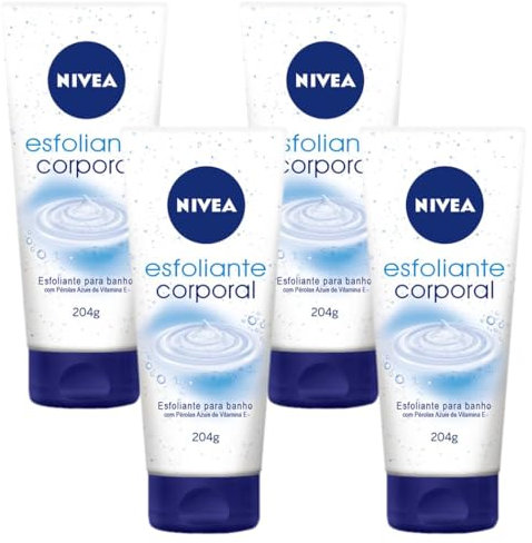 NIVEA Creme Peeling (200 ml), pflegendes Körperpeeling mit feinen Peelingpartikeln und Vitamin E, Body Scrub für ein geglättetes und gepflegtes Hautgefühl (Packung mit 4)
