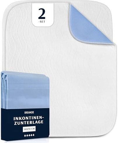 Dreamzie Protege Matelas 50 x 70 cm - Absorbant et Imperméable - Couvre Matelas Lavable pour Incontinence- Lot de 2
