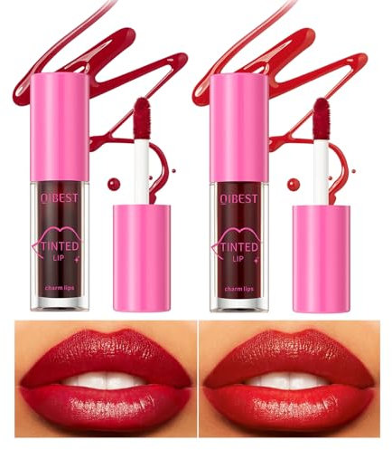 Lip Tint Stain Set, 2 Colors Lip Tint Korean Stain Set, Tinta Para Labios Waterproof Long Lasting Plumping Lip & Cheek Tint Moisturizing Non-sticky Easy Apply Water Lipstick