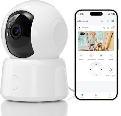 hansang Indoor Security Camera 2K, Pet Camera for Home Security, Dog Cam Pan/Tilt, Motion Tracking, 2-Way Audio, Night Vision Baby Monitor, Siren Alert, 24/7 Cloud &SD Card Storage, 2.4GHz