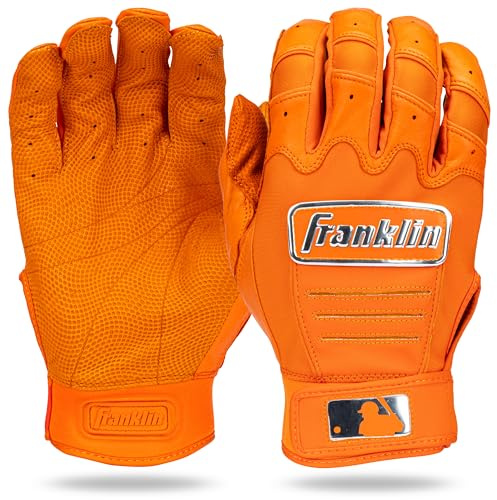 Franklin Sports MLB Baseball Batting Gloves - CFX Pro Adult + Youth - Baseball + Softball Chrome Orange, Youth Medium