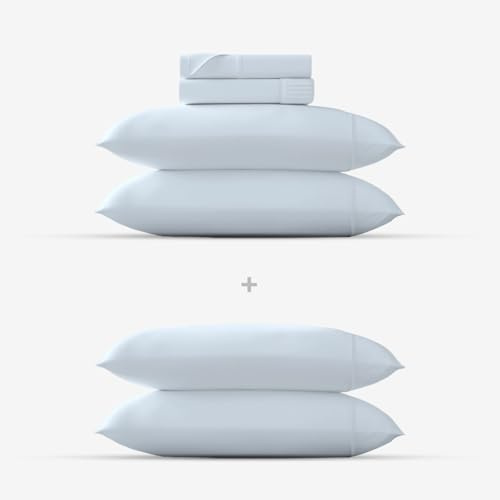Mayfair Linen 6 Piece Bedding Bundle - 4 Piece Full-Sized Sheet Set with an Extra Pair of Pillowcases, 500 Thread Count Egyptian Cotton Sateen Weave(Light Blue)