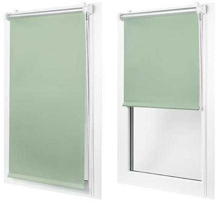 MakoStyl Rollos für Fenster Ohne Bohren - Verdunklungsrollo Limette 150 cm Breite x 150 cm Höhe - Doppelrollo Klemmfix Ohne Bohren - Fenster Rollos für Innen 100% Blackout - Verdunkelnd Duo Rollo