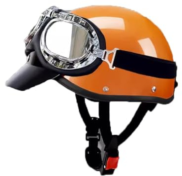 VVPEC Halbschalenhelm Mit ECEDOT Zulassung Baseball Cap Vintage Motorradhelm Cruiser Chopper Scooter Helm Herren Jethelme mit Schutzbrille Retro Motorrad Halbhelm Damen Mofa Helm Braincap(5)