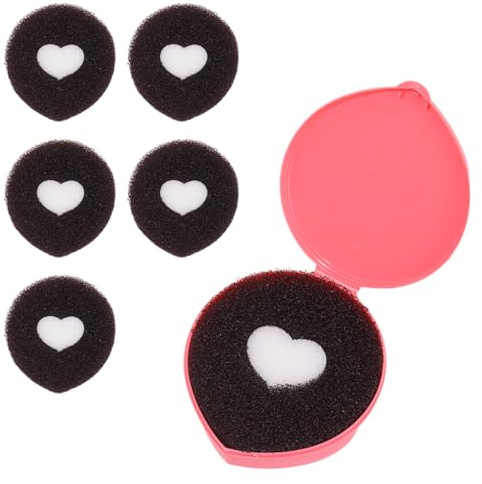 DIFLAX Pinceau de Maquillage Nettoyer, avec 5 éponges de Rechange, Outil De Lavage Portable Pour Pinceaux De Maquillage, Cœur Rose Disque De Nettoyage Pour Nettoyer les Brosses de Maquillage