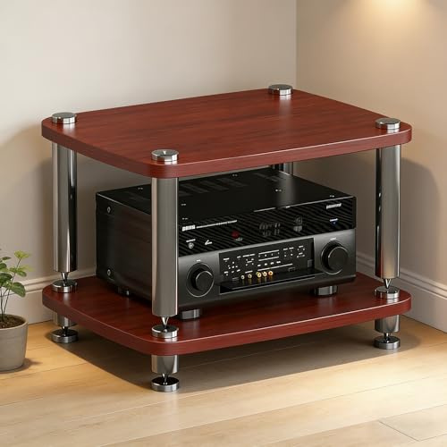 4-vånings Stereostativ, HiFi-högtalarkabinett Med Delad Vibrationsdämpning, Modernt Stereoställ I Trä For Spel, Möten, Vardagsrum, Inspelningsrum(Brown,1 Tier)