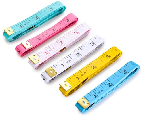 Tape Measure Body Measuring Tape Tailor Dual Sided Soft Flexible White Cloth Ruler for Sewing Dessmakers Clothing Weight Loss for Measure Length Chest Waist Multiple Colors 6 PCS