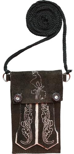 German Wear Trendige Trachten Handytasche für Iphone handy Leder tasche, Frabe: Dunkelbraun