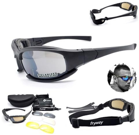 Taktischer Augenschutz, Schutzbrille 4LS, für Herren, Militär-Stil, X7 Polarisierte Sonnenbrille, kugelsicher, Airsoft-Brille, Motorradbrille, Fahrradbrille, POLARIZED MODEL