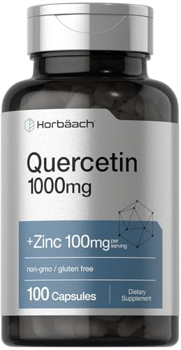 Horbäach Quercetin 1000mg | 100 Capsules | with 100mg Zinc | Non-GMO, Gluten Free Supplement | High Potency Formula