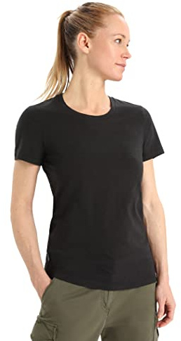 Icebreaker - Mujer Camiseta de Manga Corta Natural Blend Central Classic - para Uso Diario, Gimnasio y Entrenamiento - Black, M