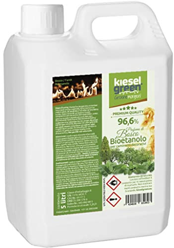 KieselGreen Bioethanolo 5 litri con Fragranza per Caminetto a Etanolo – Bio-etanolo profumato per Ambienti, molte Fragranze - Profumo per Caminetto a bioetanolo da Interno o da Tavolo WA5
