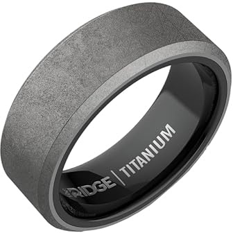 The Ridge Stonewashed Titanium Beveled Ring Comfort Fit Wedding Band - 7