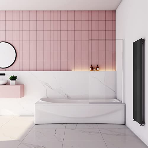 Mampara Ducha para Bañera - Perfil Cromado - Abatible 1 Hoja Rectangular Pivotante - Cristal Templado 6mm - (780-800) X1400mm